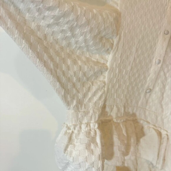 Ruffled White Mini Dress with Puffy Sleeves Size S - Summer Wedding Shower - Picture 7 of 16